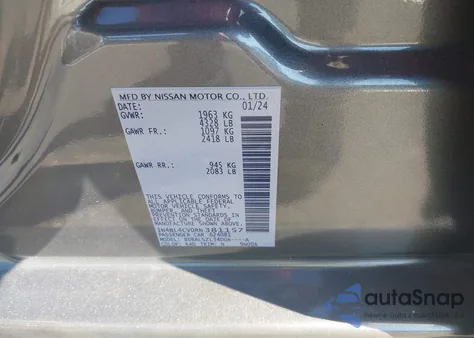 2024 Nissan Altima Sr Fwd из США, поврежденный, VIN 1N4BL4CV0RN381157